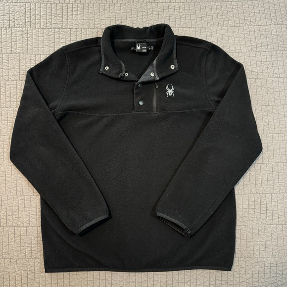 Spyder Jacket Men's Large Black 1/4 Snap T Fleece Pullover Outdoor Gorpcore - Picture 1 of 12
